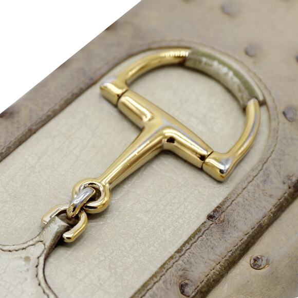 🔴 Gucci Horsebit Long Wallet - Ivory Ostrich Leather - Picture 9 of 10